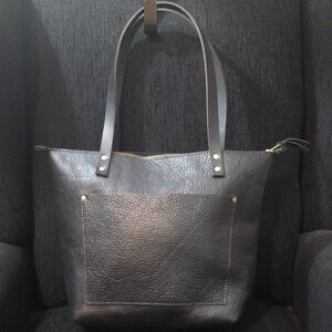 Portland Leather Goods Black Pebbled Leather Large Tote